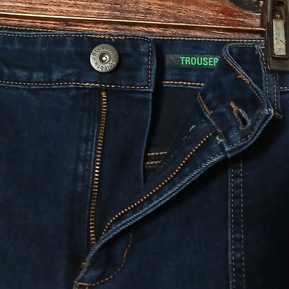 Style & CO Trouser Jeans Size 16 Side Buckle Wide Leg Dark Wash Denim Stretch - Picture 6 of 10